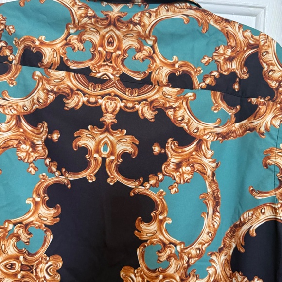 Fashion Nova Men Green Abstract Woven Shirt SZ L. - Picture 8 of 10